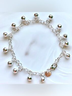 Sterling Silver Bell Charm Anklet or bracelet- Silver